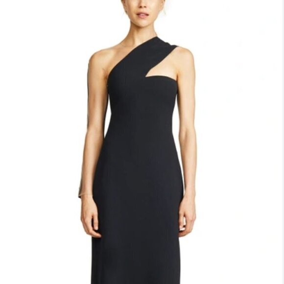Alexander Wang Sheer Inset One Shoulder Crepe Midi Dress I Size 0 - Picture 1 of 10